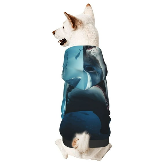 Honeii 3D Realistic Shark Print Small Dog Hoodies Pet Hooded Sweatshirts Fall Winter Puppy Cat Sweaters Warm Clothes for Small Dogs Outfits Costume-Large