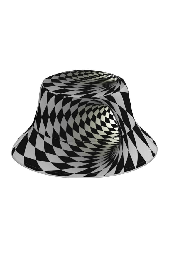 3D Vortex Illusion for Unisex Bucket Hat Waterproof Rain Hat Reversible Shiny Rave Bucket Hat for Concert Festival Boonie Cap