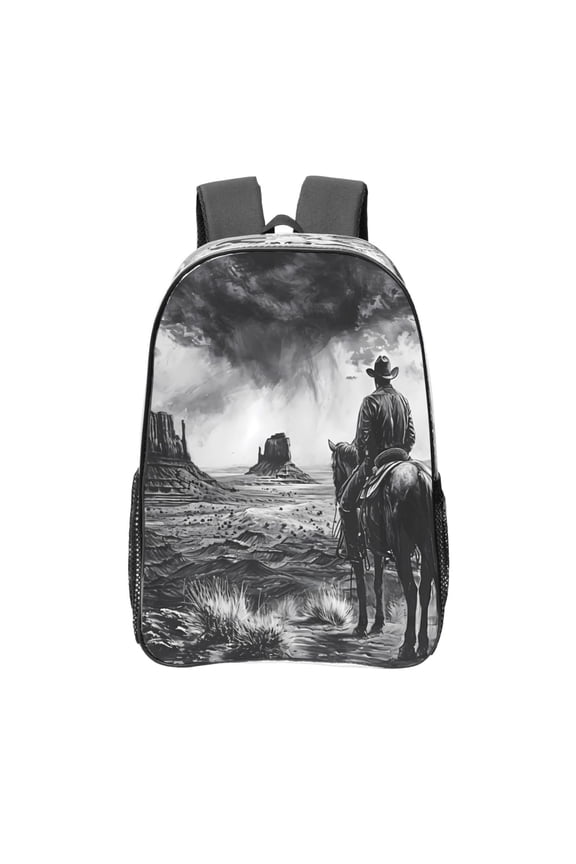 60s Black White Western Cowboy Print Clear Backpack Heavy Duty Transparent Bag 17" See Through BookBag for Women Men Adults Work Festival Sports Travel