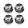 thumbnail image 1 of Honeii 60s Black White Western Cowboy print Leather Coaster Set of 4, ideal for safeguarding your furniture from drinks spills and effortless cleanup-Round Shape, 1 of 6