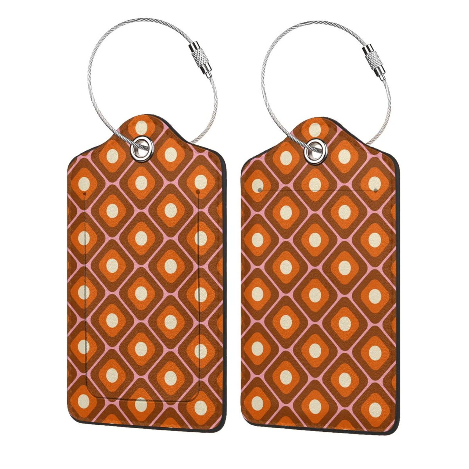 Honeii 60s and 70s Aesthetic Print Leather Luggage Tag for Suitcases,ID ...