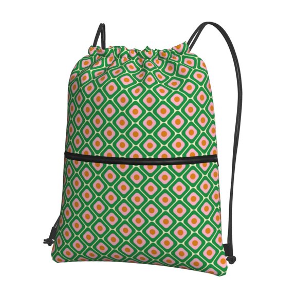 Honeii 60s and 70s Style Print Drawstring Backpack,String Bag,Sackpack Cinch Water Resistant Nylon for Gym Shopping Sport Yoga