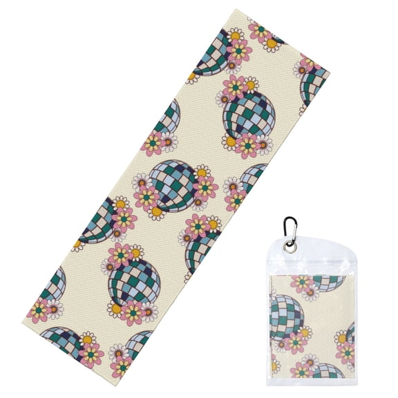 Honeii 70s Disco Ball Print Instant Cooling Sports Towel,40"x12" Cooling Towel,Quick-Drying Towel for Gym, Running, Yoga, and Outdoor Sports