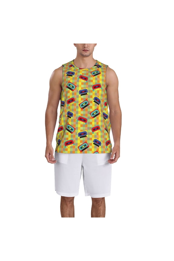 90s Audio Tape print basktball shirt for men and women, Unisex basketball jersey for Theme party-XX-Large