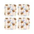thumbnail image 1 of Honeii A Bee Print Leather Coaster Set of 4, Ideal for Safeguarding Your Furniture from Drinks Spills and Effortless Cleanup-Square, 1 of 6