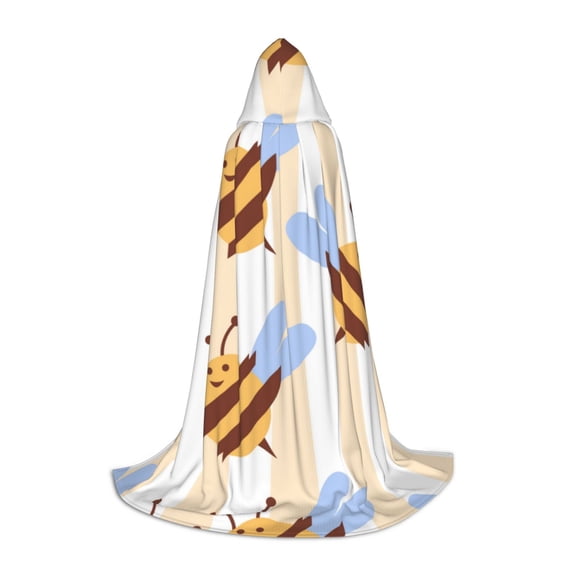 Honeii A Bee Print Poncho Cape, Cloak Coat, Snuggly Hooded Wearable Blanket, Hooded Cape For Teenagers,Halloween Costumes-Large