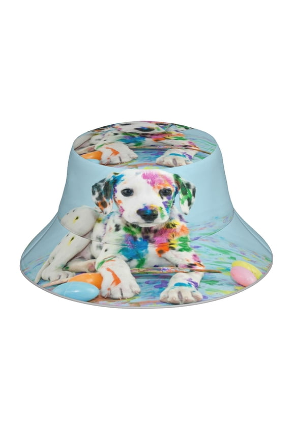 A Funny Little Dalmatian Puppy for Unisex Bucket Hat Waterproof Rain Hat Reversible Shiny Rave Bucket Hat for Concert Festival Boonie Cap