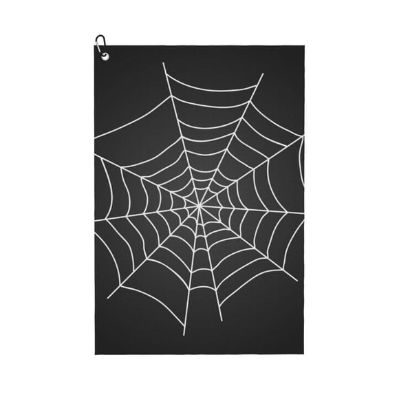 Honeii A Web With A Spider Print Golf Towel, Golf Towels for Golf Bag with Carabiner Clip, Tri-fold Waffle Pattern Golf Towel