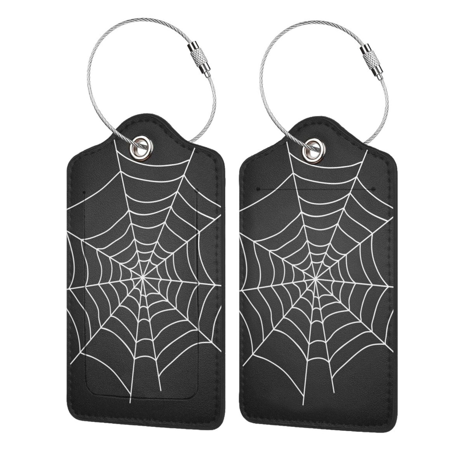 Honeii A Web With A Spider Print Leather Luggage Tag for Suitcases,ID ...