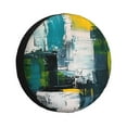 thumbnail image 1 of Honeii Abstract Brushstrokes Green Blue Print Tire Covers, Waterproof Anti-UV Sun Snow Rain Tire Covers for Trailers, RV, Camper, SUV, Truck-16 inch, 1 of 6