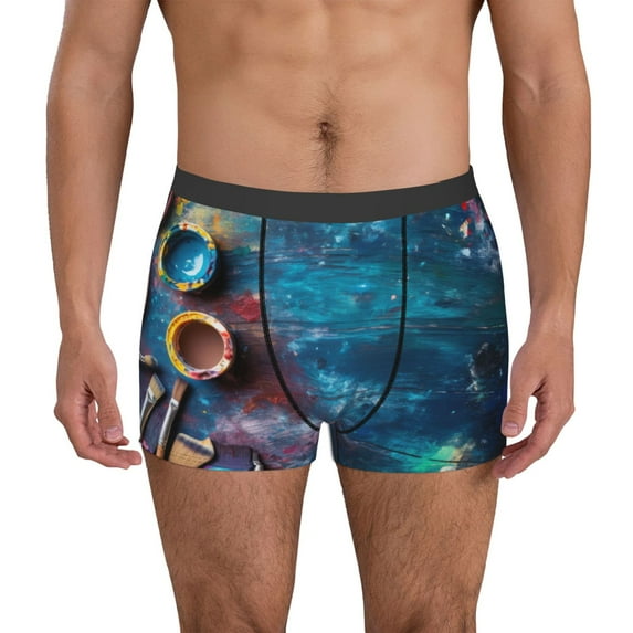 Honeii Abstract Colorful Art Supplies Print Mens Boxer Briefs Breathable,Boxer Brief for Men, Moisture-Wicking Underwear-XX-Large