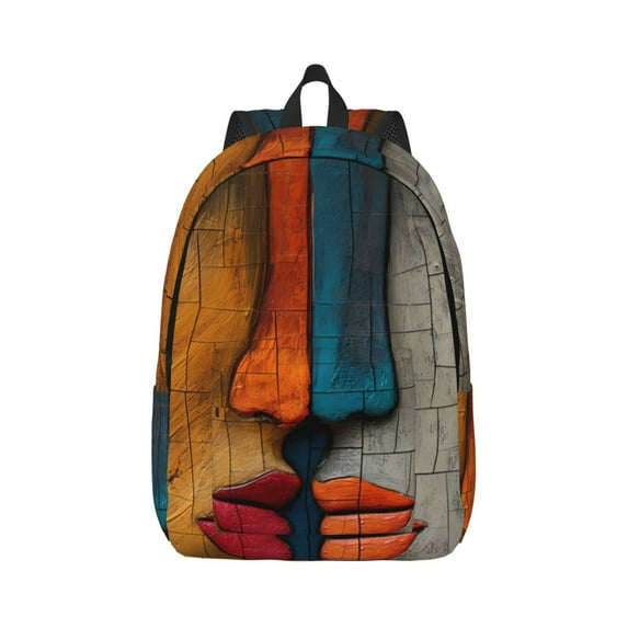 Honeii Abstract Colorful Duality Print Canvas College Laptop Backpack, Durable Rucksack Travel Notebook Bag School Backpack Book Bag for Men Women-Small