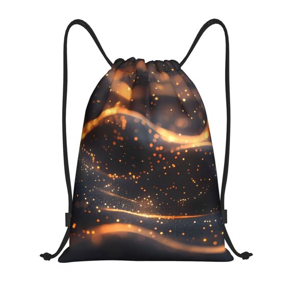 Honeii Abstract Glowing Wave Pattern Print Drawstring Backpack,Drawstring Bags String Backpack Gym Cinch Sack Backpack Sport Bag Draw-Small