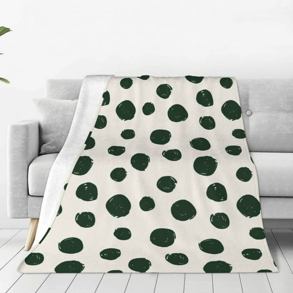Honeii Abstract Green Polka Dot Print Fleece Blanket - Throw Blanket for Bed, Sofa, Couch, Camping, and Travel , Microplush Ultra Soft Warm Blanket-40"x30"