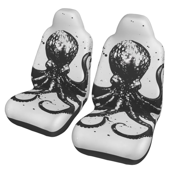 Honeii Abstract Ink Octopus Print Car Seat Covers 2 Pieces, Full Set Universal Seat Covers for Cars, Waterproof Auto Seat Protectors