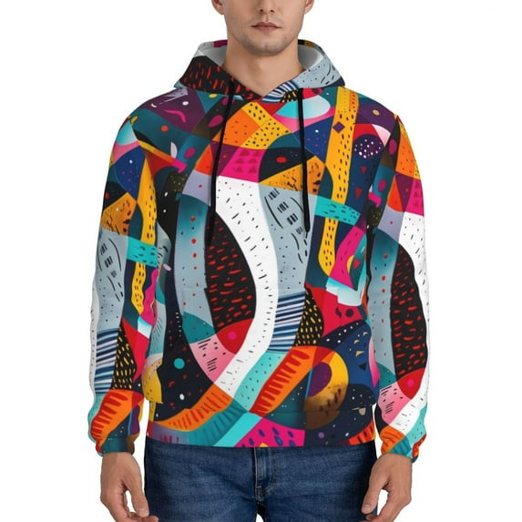 Honeii Abstract Jazz Instrumental Pattern Mens Hoodies Men's Loose Sleeve Sweatshirt,Pullover Hooded Sweatshirt for Men,Essentials Hoodie-Large
