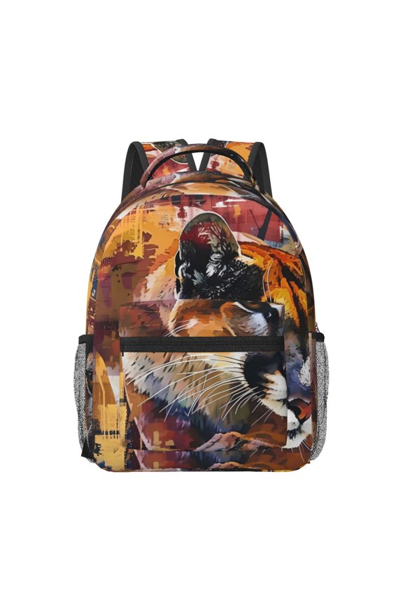 Abstract Lion Painting Print Backpack for School,15.6 inch Laptop Back Pack for High School and College Students, Waterproof Computer Bookbag-One Size