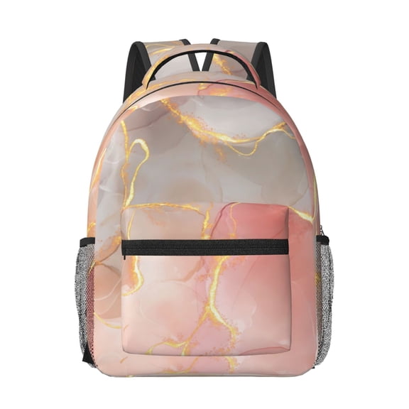 Honeii Abstract Marble Texture Print Backpack for School,15.6 inch Laptop Back Pack for High School and College Students, Waterproof Computer Bookbag-One Size