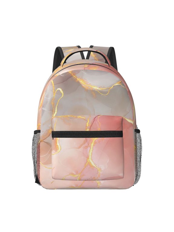 Abstract Marble Texture Print Backpack for School,15.6 inch Laptop Back Pack for High School and College Students, Waterproof Computer Bookbag-One Size