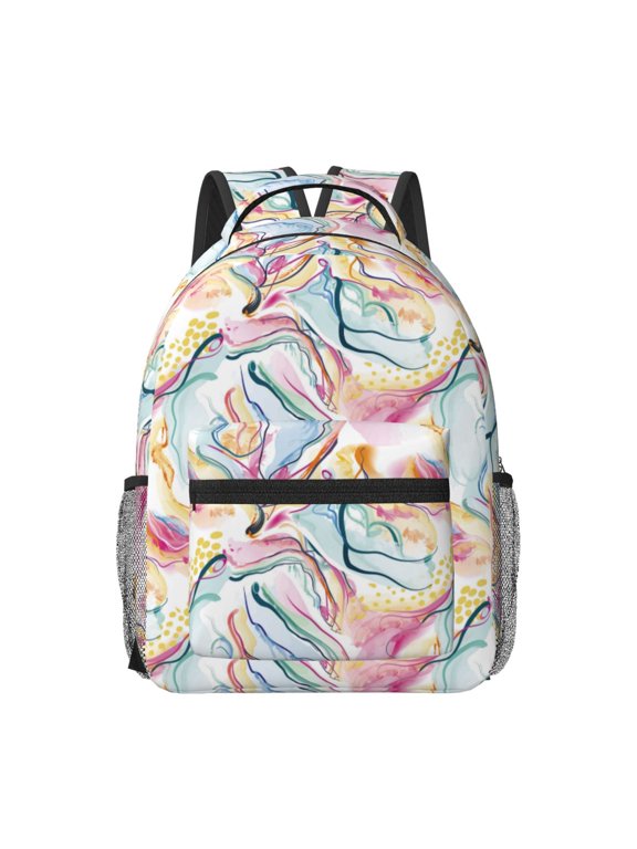 Abstract Marble Texture Print Backpack for School,15.6 inch Laptop Back Pack for High School and College Students, Waterproof Computer Bookbag-One Size