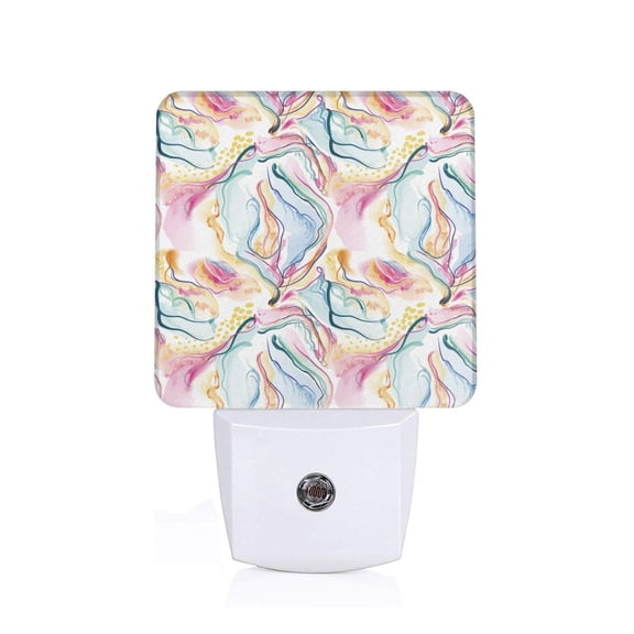 Honeii Abstract Marble Texture Print LED Night Light with Light Sensor, Night Lights Plug Into Wall,Ideal for Bedrooms and Hallways-US