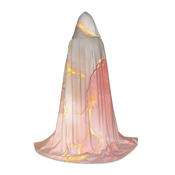 Honeii Abstract Marble Texture Print Poncho Cape, Cloak Coat, Snuggly Hooded Wearable Blanket, Hooded Cape For Teenagers,Halloween Costumes-Large