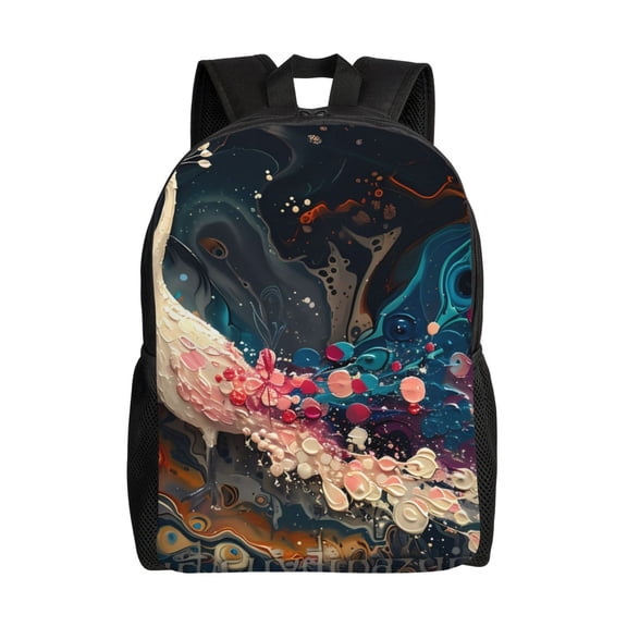 Honeii Abstract Peacock Painting Print Laptop Backpack for Work, College, Travel, Daily Backpacks for Men Women, Sport Rucksack,Computer Bag