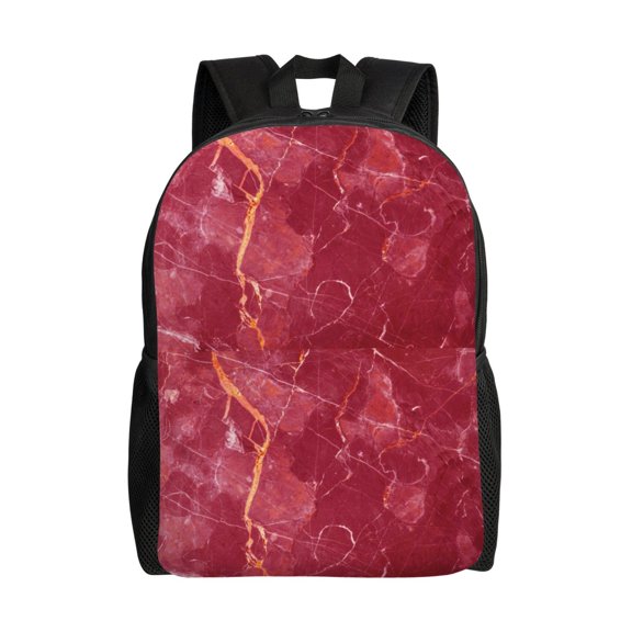 Honeii Abstract Red Marble Print Laptop Backpack for Work, College, Travel, Daily Backpacks for Men Women, Sport Rucksack,Computer Bag