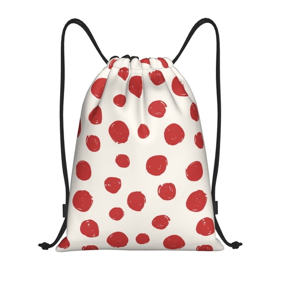 Honeii Abstract Red Polka Dot Print Drawstring Backpack,Drawstring Bags String Backpack Gym Cinch Sack Backpack Sport Bag Draw-Small