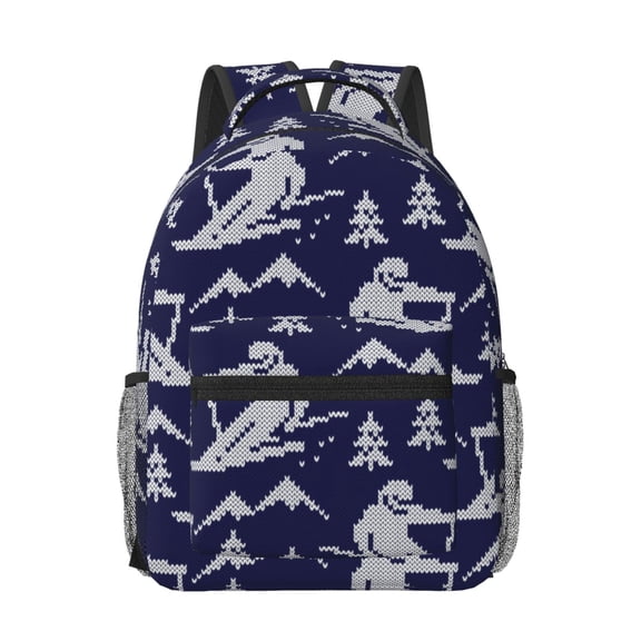 Honeii Abstract Skiing Print Backpack for School,15.6 inch Laptop Back Pack for High School and College Students, Waterproof Computer Bookbag-One Size