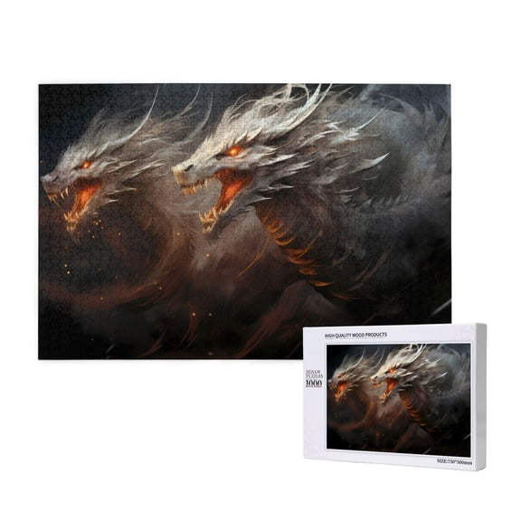 Honeii Abstract White Dragon Pattern 1000 Piece Puzzles for Adults, Jigsaw Puzzles