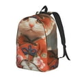 thumbnail image 1 of Honeii Adorable Kitten In Kimono Print Canvas Backpack for School & Outdoor,Laptop Excursion Backpack,Notebook School Bookbag For Men Women,for Work, Travel, and Everyday Use-Small, 1 of 5