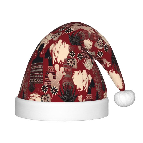 Honeii African Women A Print Hat Santa Claus Hat For Xmas Party, Christmas Caps For Boys Girls Child,Christmas Beanie