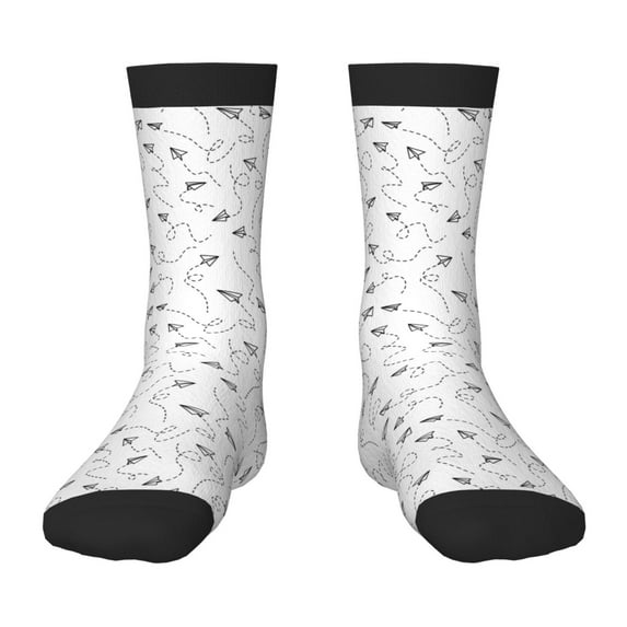 Honeii Airplane Print Children's Colorful Socks,Unisex Kids and Toddlers' Cushioned Sock,Kids Athletic Crew Socks,for Everyday Wear and Sports