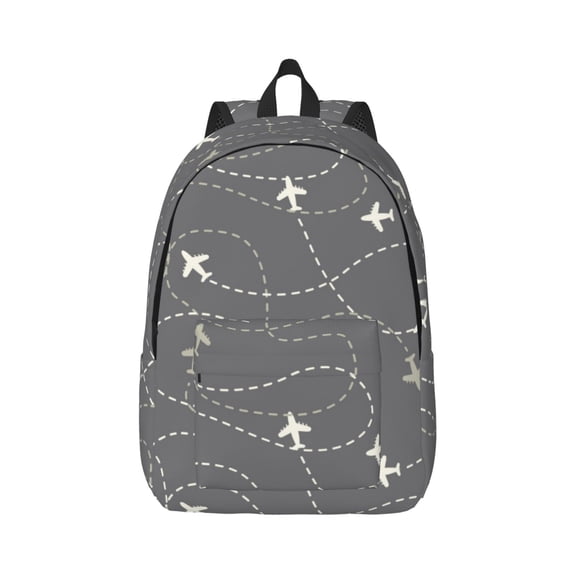 Honeii Airplane Routes Around The World Print Canvas College Laptop Backpack, Durable Rucksack Travel Notebook Bag School Backpack Book Bag for Men Women-Small