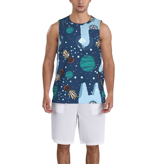 Honeii Alpaca Astronaut in Space print basktball shirt for men and women, Unisex basketball jersey for Theme party-Large