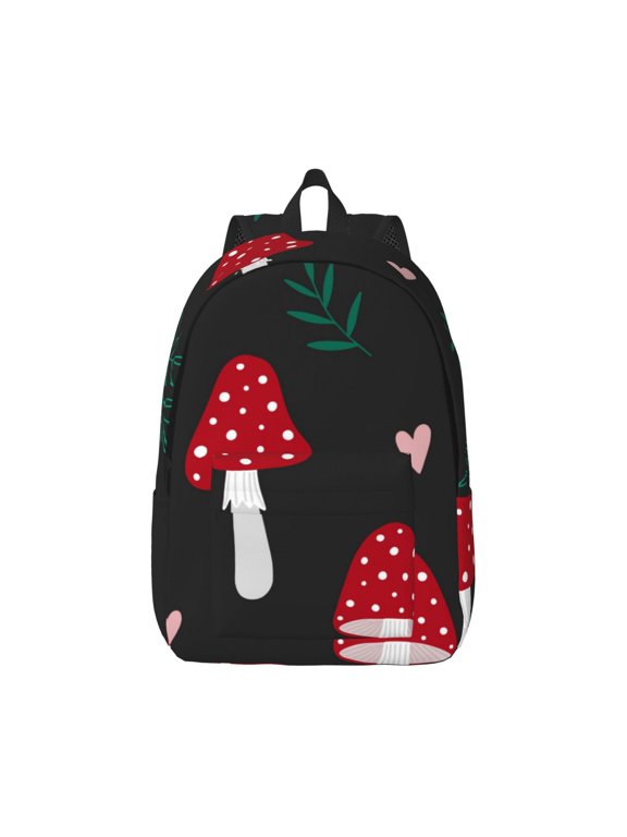 Amanita Mushroom Print Canvas College Laptop Backpack, Durable Rucksack Travel Notebook Bag School Backpack Book Bag for Men Women-Small