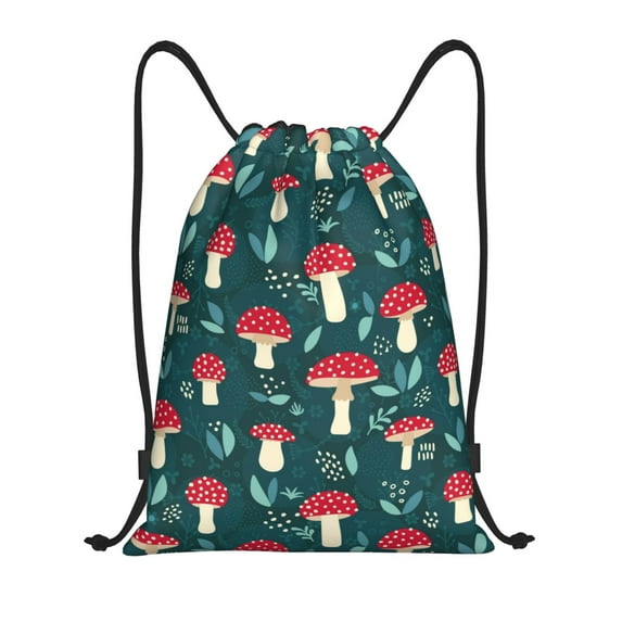 Honeii Amanita Mushroom Print Drawstring Backpack,Drawstring Bags String Backpack Gym Cinch Sack Backpack Sport Bag Draw-Small