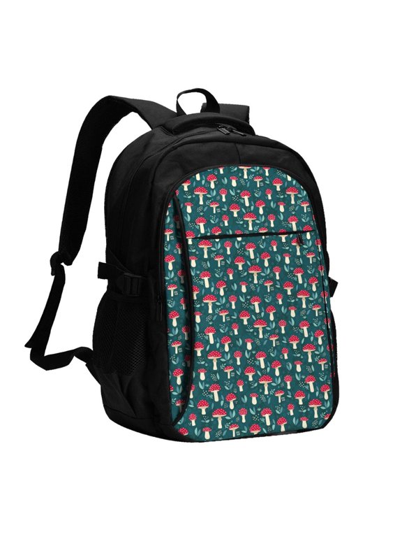 Amanita Mushroom for Travel Laptop Backpack, Business Laptops Backpack with USB Charging Port, College High School Computer Bag for Men Women