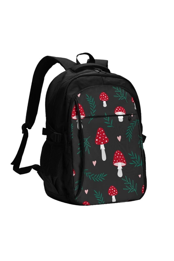 Amanita Mushroom for Travel Laptop Backpack, Business Laptops Backpack with USB Charging Port, College High School Computer Bag for Men Women