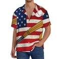 thumbnail image 1 of Honeii American Flag And Baseball for Men's Short-Sleeved Button-Up Collared Shirt Featuring A Pocket, Perfect for Beach Vacations, And Travel Adventures.-Medium, 1 of 5