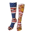 thumbnail image 1 of Honeii American Flag And Baseball Print Calf Socks Sports Socks Seamless Toe, Trouser Socks,Knee High Long Socks for Women and Men-One Size, 1 of 8