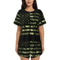 thumbnail image 1 of Honeii American Flag Camo for Women's Summer Pajama Set featuring Soft Short Sleeve Shirt & Matching Bottoms with Convenient Pockets for Relaxed Home Wear-Large, 1 of 6