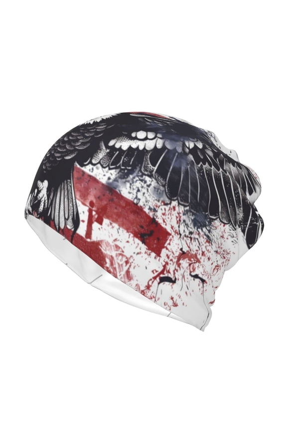 American Flag Eagle Art Print Winter Beanie Daily Hat - Thermal Polar Fleece Ski Running Hat Skull Cap for Men and Women,Beanie