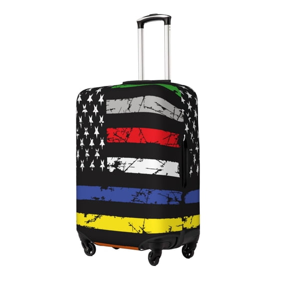 Honeii American Flag Elastic Luggage Cover, featuring double-sided printing, is the ideal companion for travel, business trips, and daily use(not included suitcase )-Large