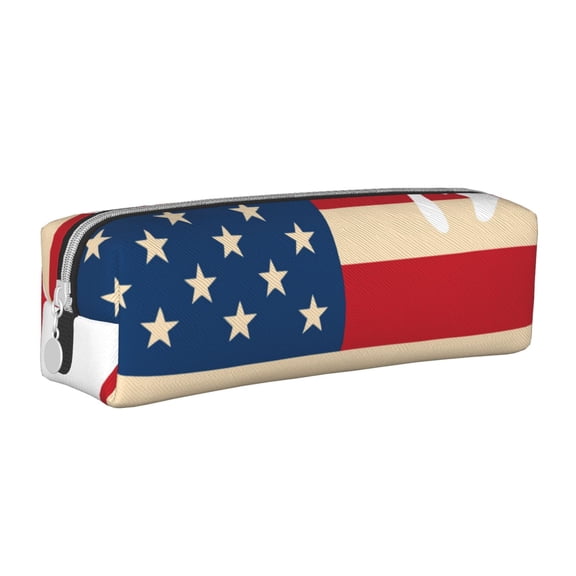 Honeii American Flag Map Pattern Pencil Case, Pencil Pouch, Pencil Case Small, Pencil Pouch Aesthetic, PVC Pencil Pouch, Pencil Bag, Makeup Pouch
