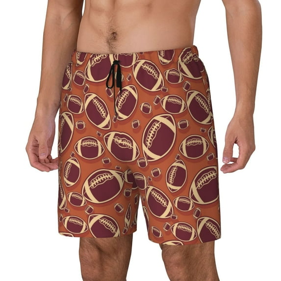 Honeii American Football1 Print Men's Swim Shorts,Mens Swim Trunks,Breathable Mesh Beach Shorts for Swimming,Surfing, and Beach Activities-X-Large