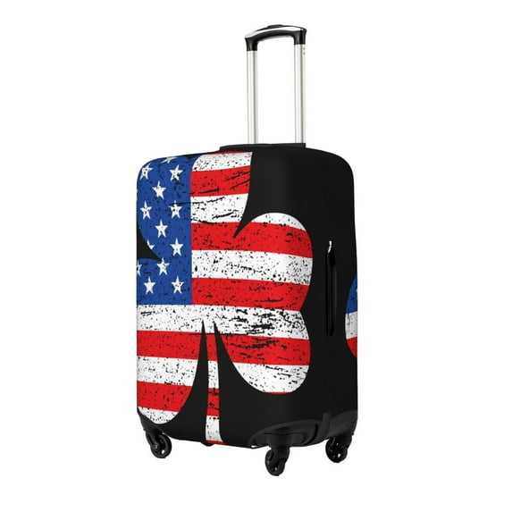 Honeii American St Patrick's Day Elastic Luggage Cover, featuring double-sided printing, is the ideal companion for travel, business trips, and daily use(not included suitcase )-Large