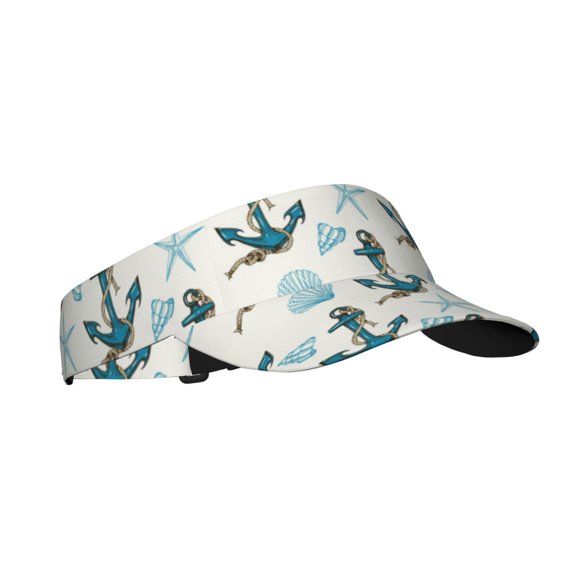 Honeii Anchors And Shells Print Adult Sunscreen Visor Cap, Adjustable Sun Protection Hat,Sun Visor Hats,UV Protection Outdoor Sports Golf Running Sun Caps