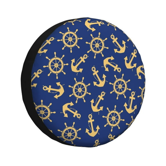 Honeii Anchors and Nautical Print Tire Covers, Waterproof Anti-UV Sun Snow Rain Tire Covers for Trailers, RV, Camper, SUV, Truck-17 inch